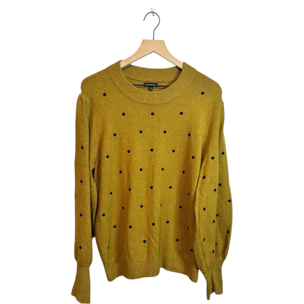 Who What Wear Mustard Yellow XL Polka Dog Knit Sweater